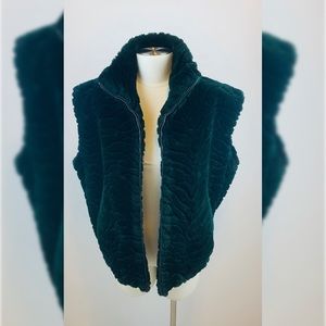 Vintage Classy Faux Fur Vest - Green